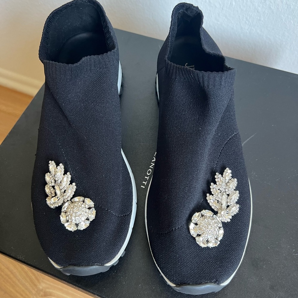 Jimmy Choo Elegant Black Embellished Women's Slip-On Sneakers